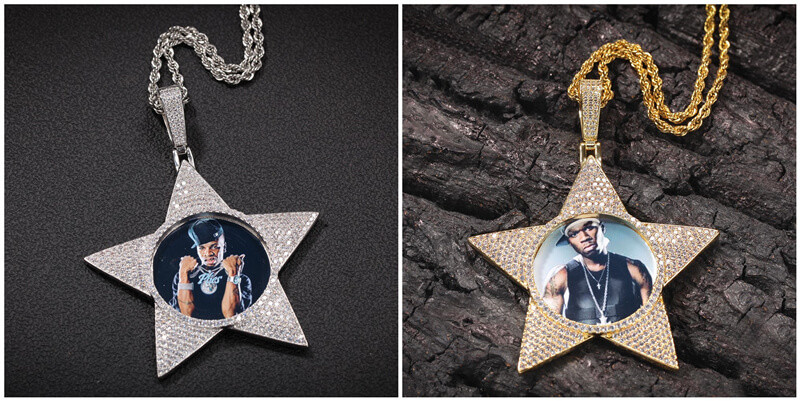 hip hop jewelry photo pendant thick chain custom mens hip hop photo projection necklace pendant wholesale